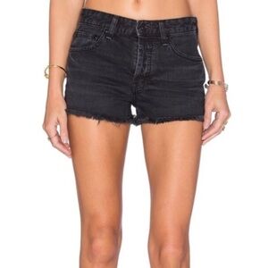 Free People Uptown Denim Shorts Womens Size 27 Black Raw Hem Frayed Cutoff